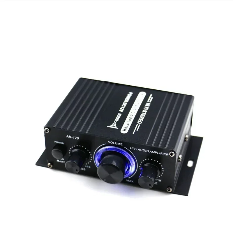 

AK170 Mini Digital Power Audio Car Amplifier Blue Light Stereo Audio Amplifier for Home Theater Club Party Music 200W x2