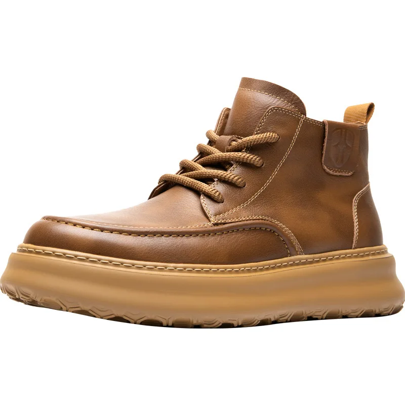 

Fashion British Retro Autumn Winter Cowboy Boots Chelsea Genuine Leather Mens Combat Ankle Boots Men Cowhide Army Shoes Men