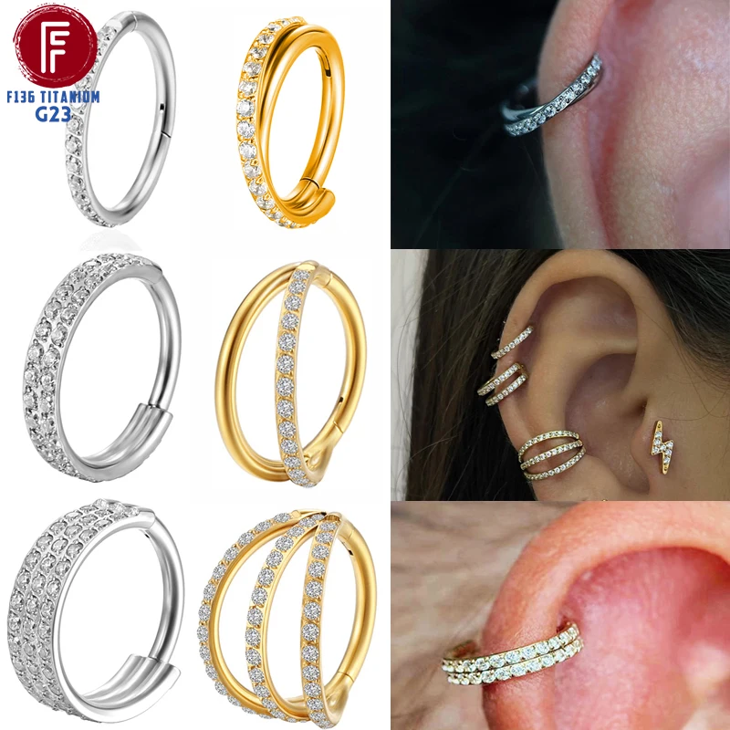 

F136 Titanium 16G Hinged Segment Nose Ring ZC Septum Clicker Daith Earrings Hoop Ear Cartilage Tragus Helix Piercing Jewelry