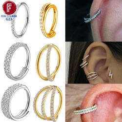 F136 Titanium 16G Hinged Segment Nose Ring ZC Septum Clicker Daith Earrings Hoop Ear Cartilage Tragus Helix Piercing Jewelry