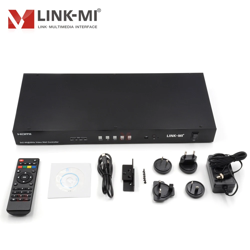 Controlador de pared de vídeo 4K 2x2 USB TYPE-C/DVI/2 puertos entradas HDMI, cascada máxima 10x10, HDCP 2,2, Web, RS232, Control IR