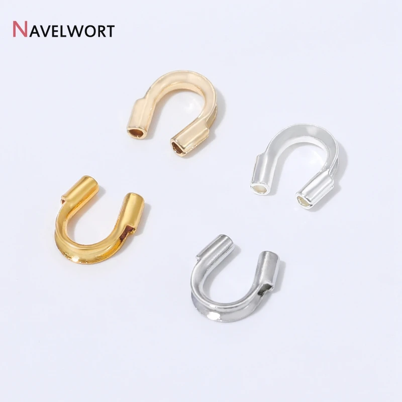 14K/18K Gold Plated Brass Metal Wire Guardian Wire Protectors For Jewelry Making U Shape Clasp Connector Loops Jewelry Materials