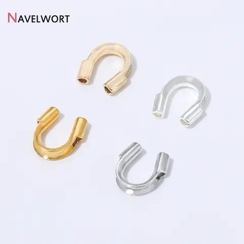 14K/18K Gold Plated Brass Metal Wire Guardian Wire Protectors For Jewelry Making U Shape Clasp Connector Loops Jewelry Materials