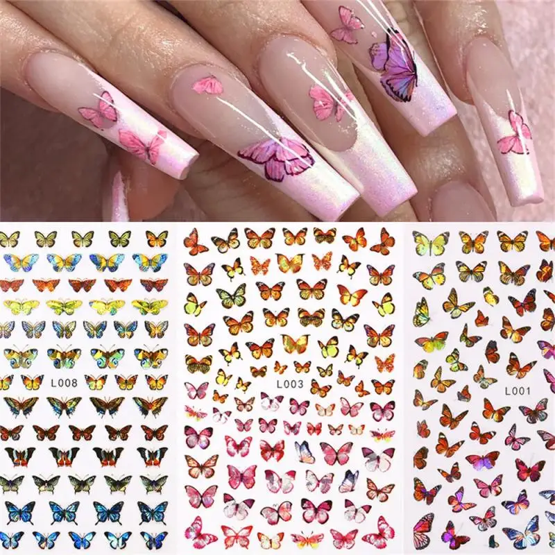 Nail Sticker Butterfly Flower Leaf Self Adhesive Transfer Letter Line Nail Art Decals Accessories Manicure