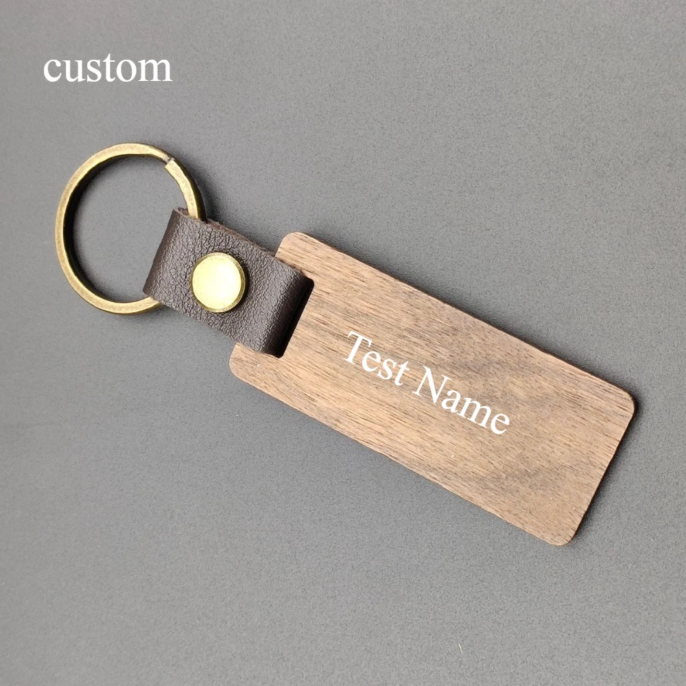 

Wooden Leather Metal Keychain Personality Customizable Various Shapes Keyring Accessories Pendant Minimalist Popular Gift