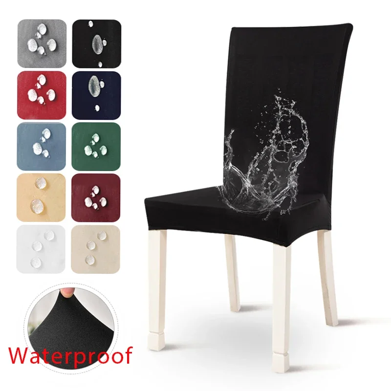 1pc Waterproof Elastic Chair Cover for Dining Room Kitchen Chair Covers Wedding Banquet Restaurant Anti-dirty Seat Cover Housse