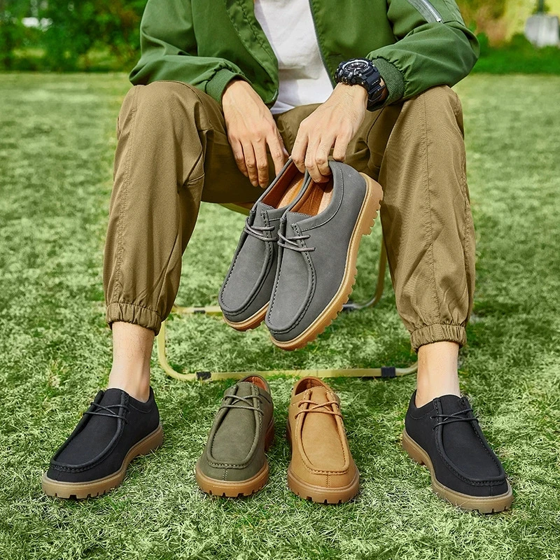 New 2025 Spring Autumn Outdoor Men's Walking Shoes Men Durable Sole Casual Loafers Male Fashion Cow Leather Footwear