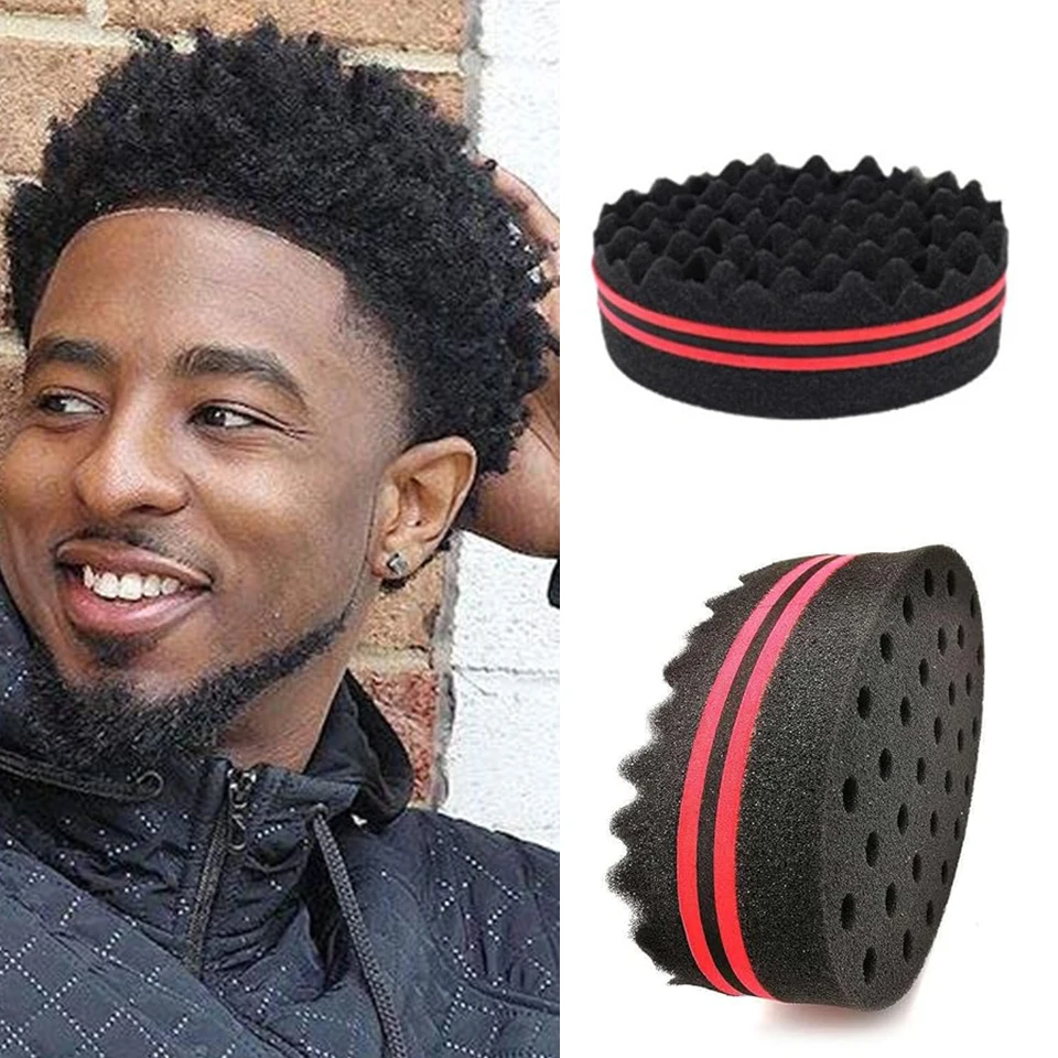 Magic Twist Sponge for Dreadlocks, Afro Coils Curls - Two Sides with Big and Small Holes, Foam Wave Brushfor Men, Women, Boys