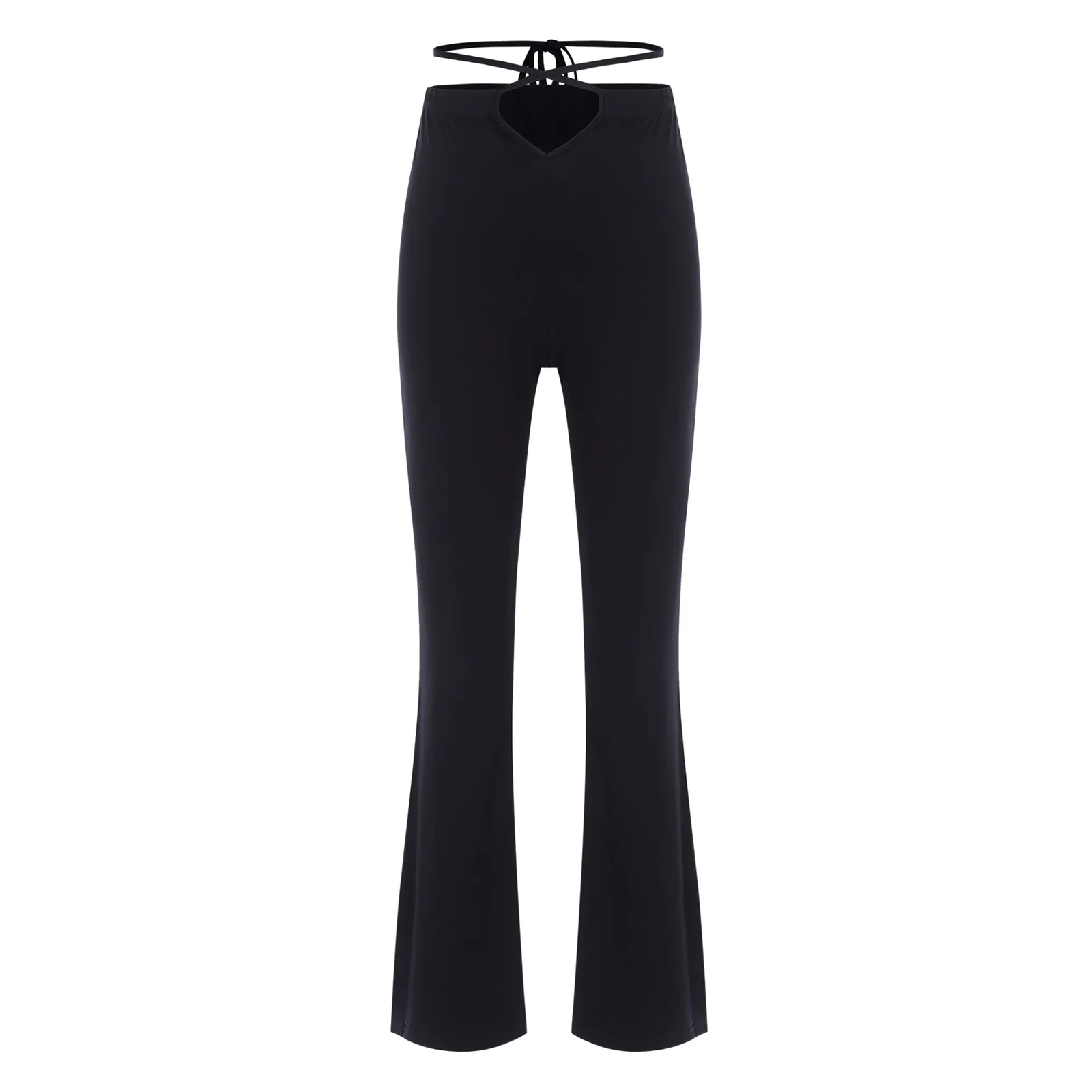 

Womens Belly Dance Pants Elastic Waistband with Criss-Cross Straps High Side Slit Flared Dance Pants for Yoga Dance Training