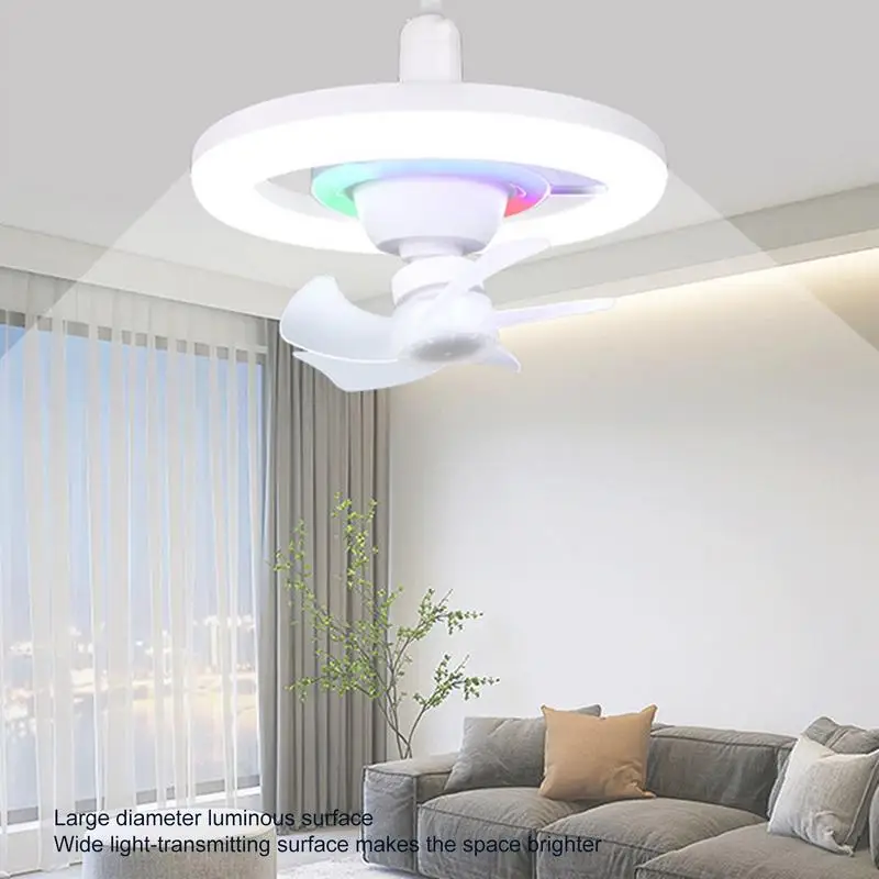 LED Ceiling Light Socket Fan RGB Adjustable Dimmable Energy Saving 360 Degree Rotatable Quiet Bedroom Restaurant Living Room