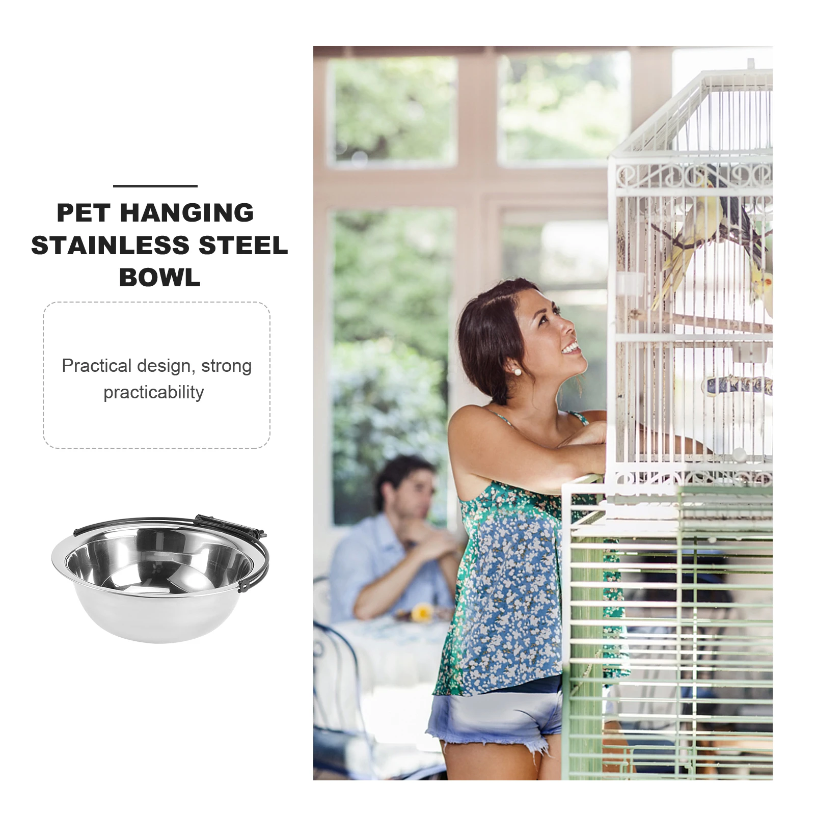 

Pet Hanging Stainless Steel Bowl Cage Water Feeder for Dog Cat Rabbit Bird Easy Clean Durable Suitable Indoor Use