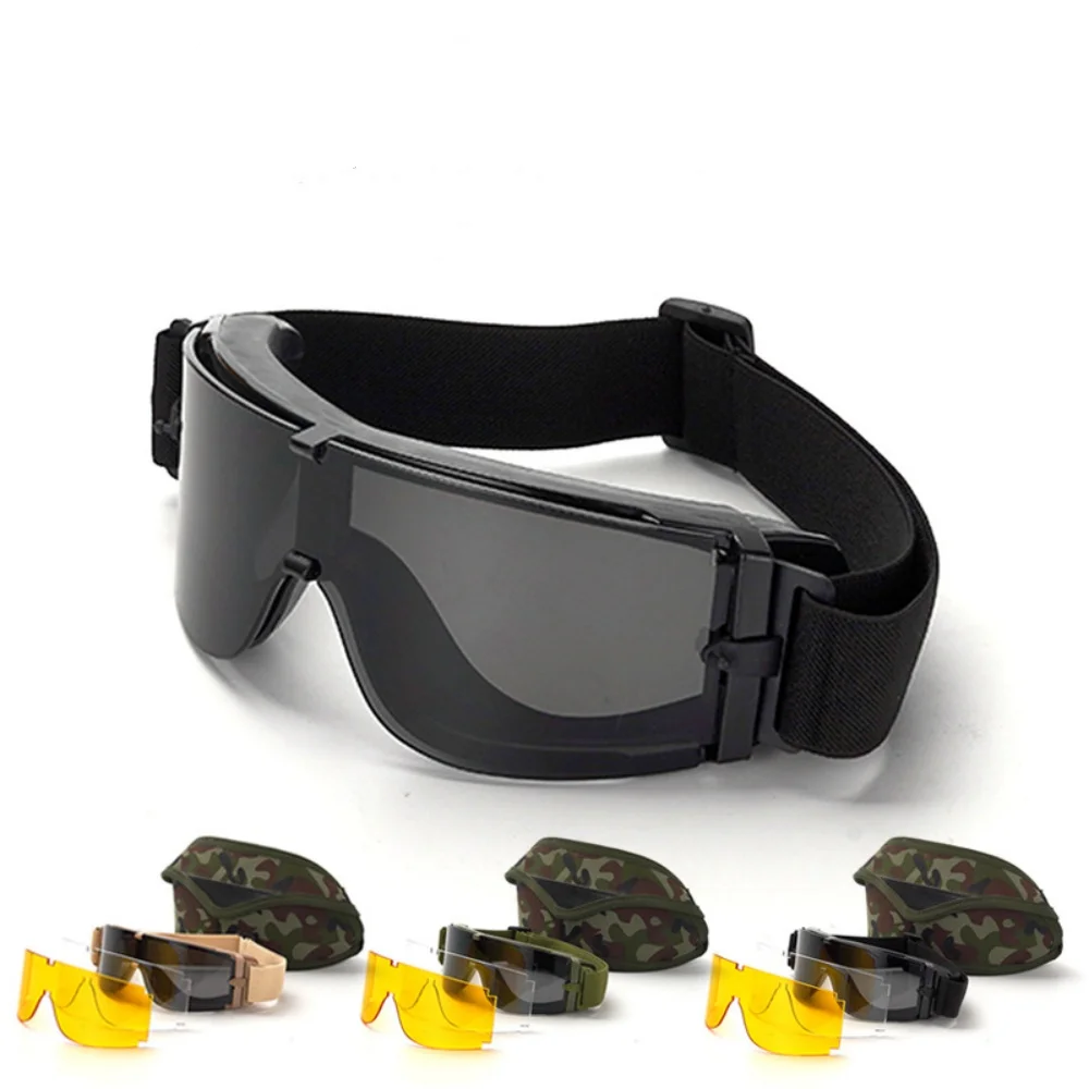 Military fan CS equipment explosion-proof and impact resistant X800 outdoor tactical goggles with three lens shooting goggles