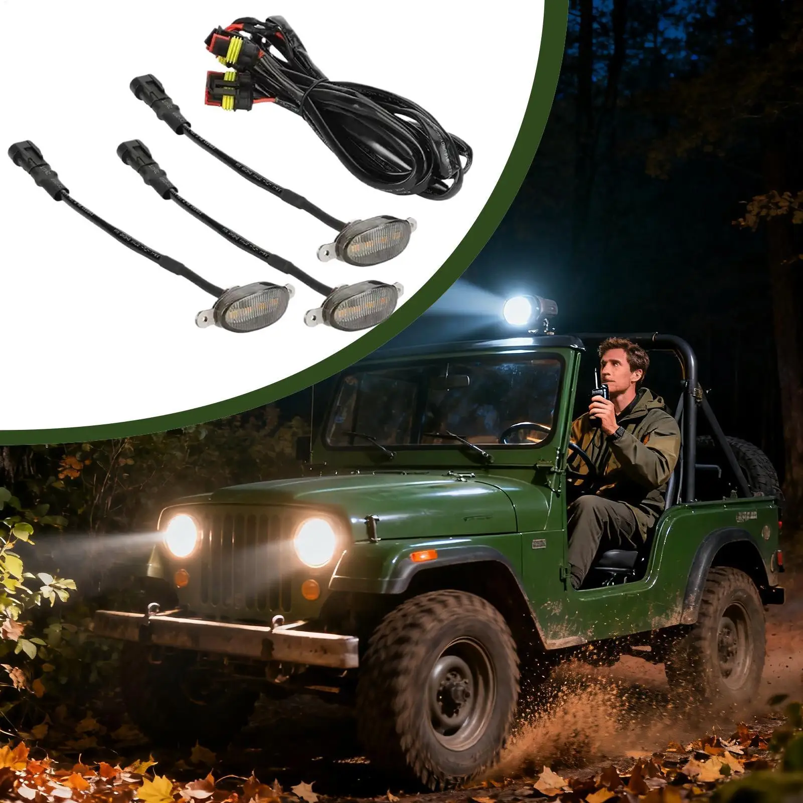 

For Ford F-150 Car Grille Lights Waterproof Exterior Decoration Bright Yellow LED Lights For Car Front For Camping Travel