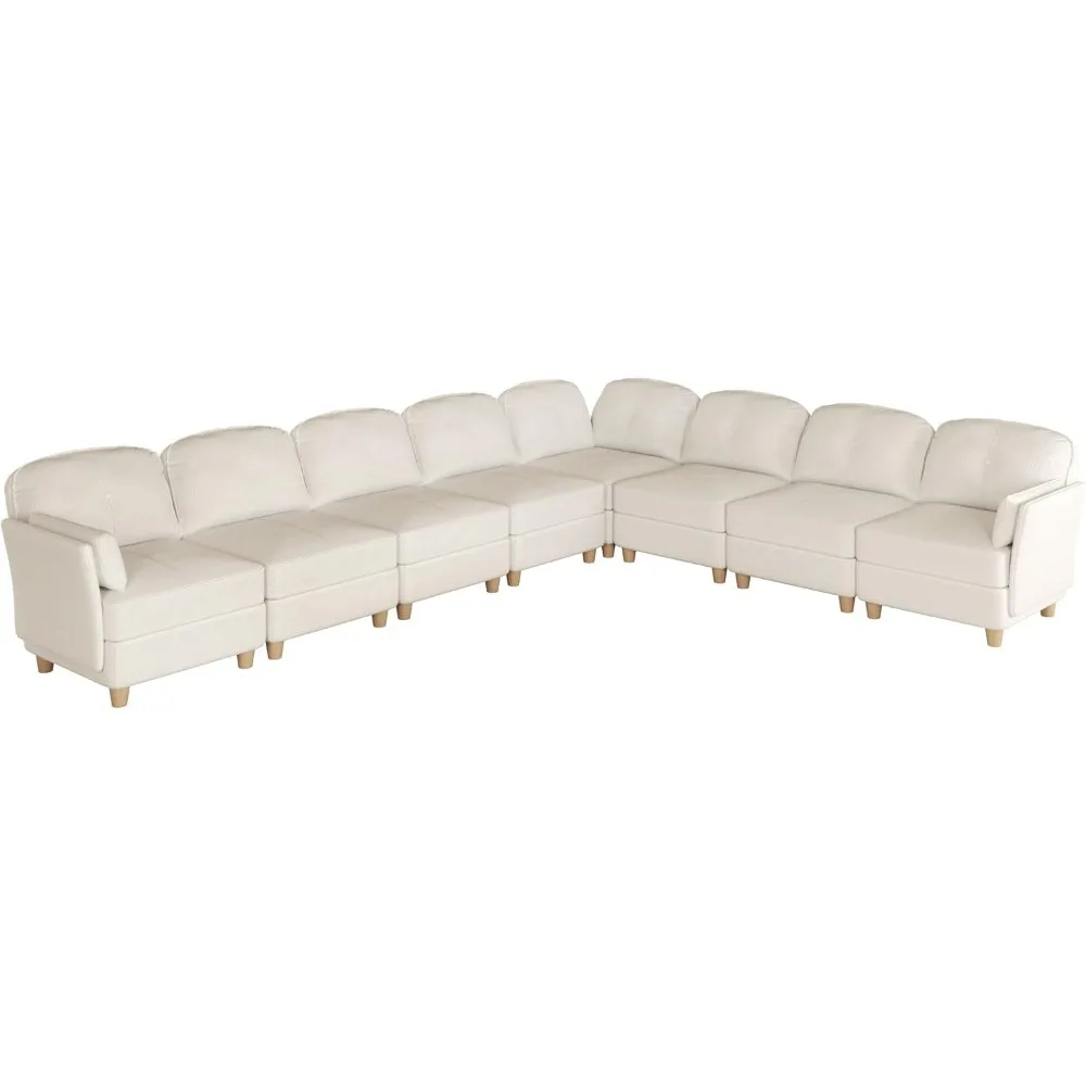 Segmented L-shaped modular sofa with storage, corner cloud sofa with chaise longue, 141" wide, 8-seater sofa, velvet image 6