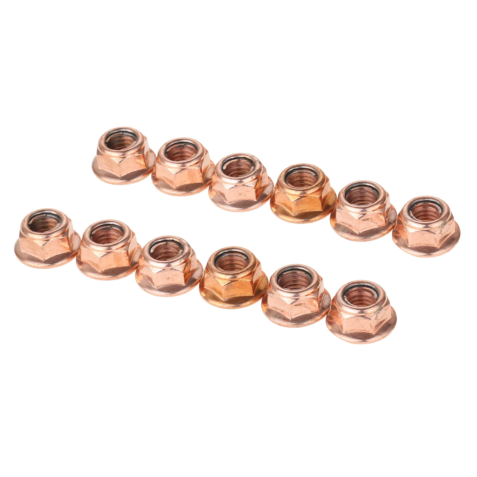 12pcs Auto M8 Copper Exhaust Nut Fit for BMW 3 Series E30 Head Stud Lock Nuts Bolt Screw Turbo Exhaust Stud Hex Nut A1201420072