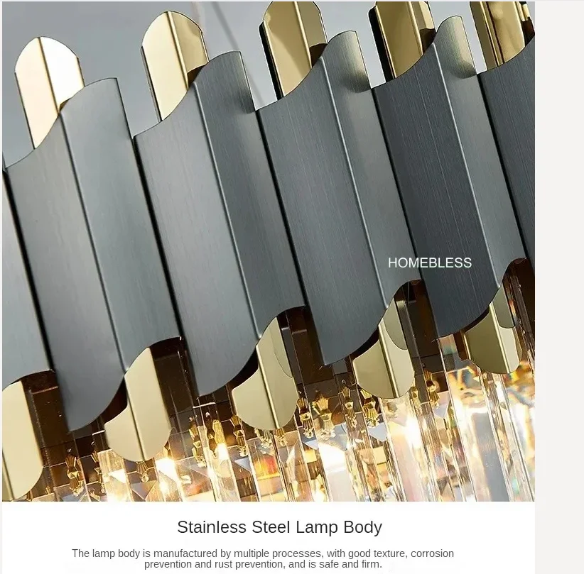 

Hall Stainless Steel House Decorative Shade with Crystal Round Chandelier Art LED Black Grey Body Luste Device for Cottage Villa