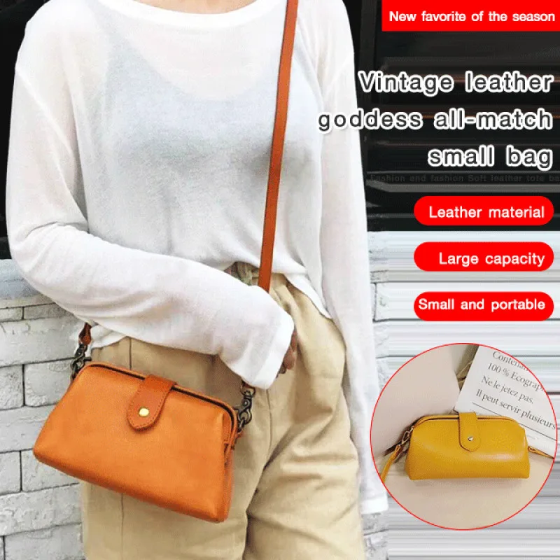 Women's Storage bag Makeup bag travel bag Crossbody Small Bag Portable fashion Vintage leather goddess all-match small bag