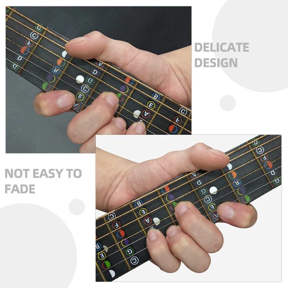 

6pcs Guitar Fingerboard Stickers Self-Adhesive Note Map For Folk Electric Guitar Beginners Durable Musical Instrument Decals