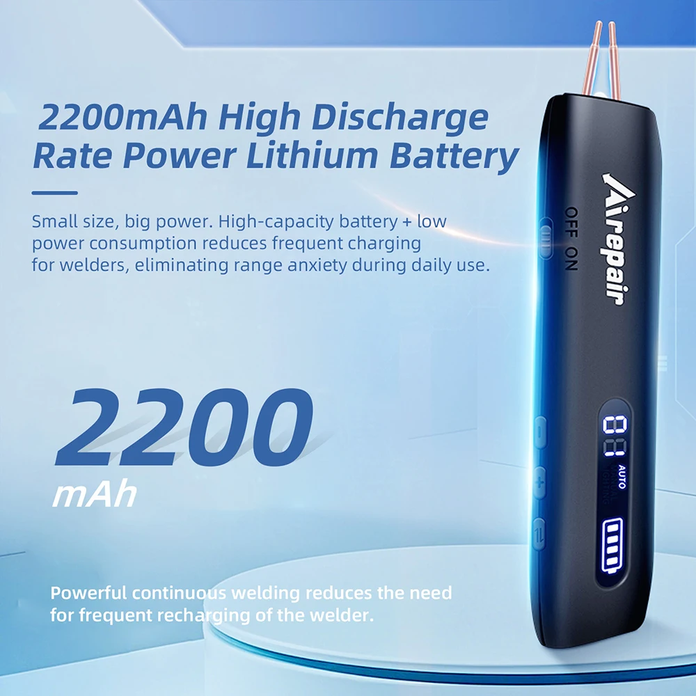 Portable Battery Spot Welder with 12 Power Levels Adjustable LED Lighting for DIY Lithium Battery Assembly Phone Repair