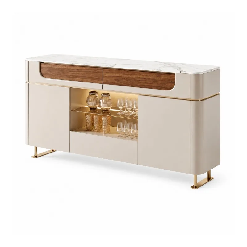Italian minimalist microcrystalline stone dining side cabinet, restaurant household storage cabinet