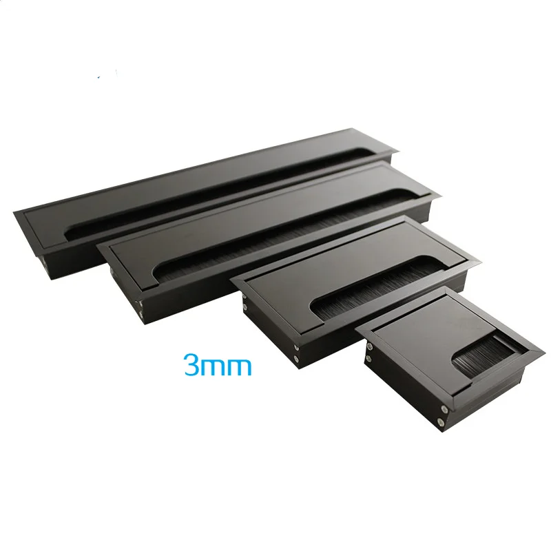 Aluminum Alloy Table Line Hole Cover Desk Outlet Desktop Hole Wire Decoration Cover Rectangular Threading Box Office Accessories