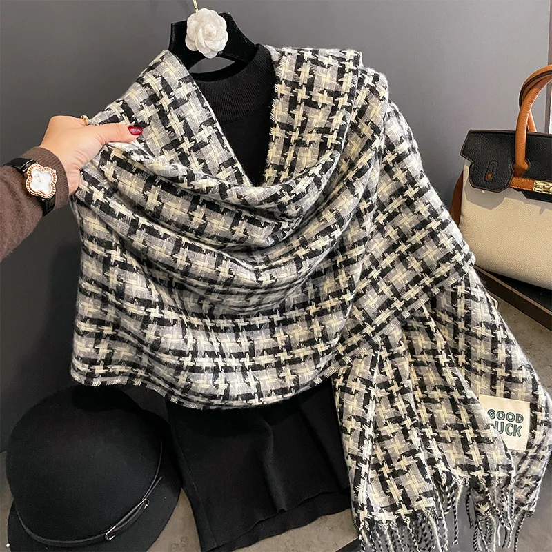 Luxury Design Thick Foulard Cashmere Scarf Ladies Winter Pashmina Female Shawls Wraps Floral Women Blanket Warm Stoles Bufanda