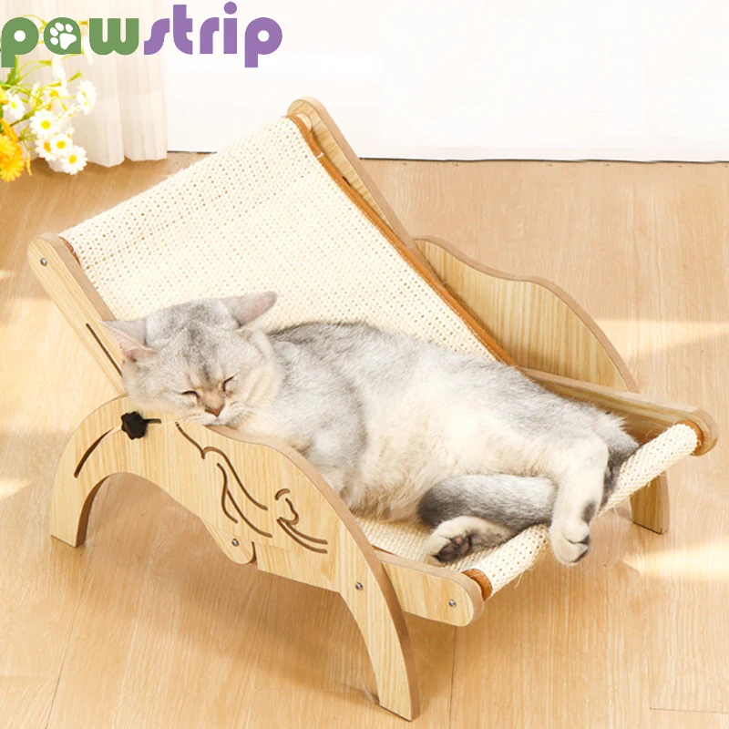 

Cat Sisal Chair Adjustable Removable Cat Lounge Chair with Scratcher Pad Elevated Cozy Kitten Puppy Sleeping Bed Pet Supplies