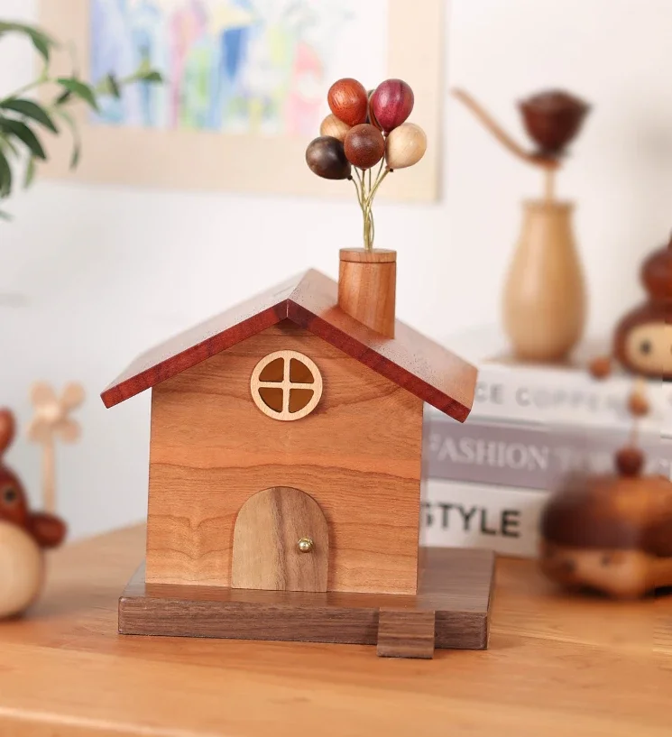 Flyer Piggy Bank Cabin Piggy Bank Solid Wood Gift Box Cash Box Home Decoration Shooting Props Atm Savings Bank  Saving