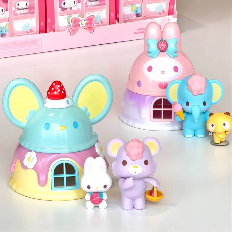 Original miniso sanrio minha melodia e meu doce piano série caixa cega modelo kawaii anime figura ornamento decoração brinquedos de mesa