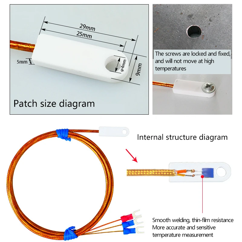 PT100/K type ceramic insulated surface resistance temperature sensor with hole mounting