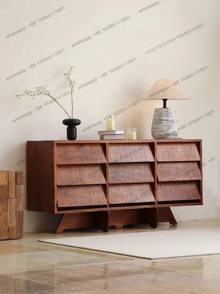 

Retro Style Solid Wood Medieval Dining Side Cabinet Hotel Clubhouse Living Room Entrance Side Cabinet Designer High-end