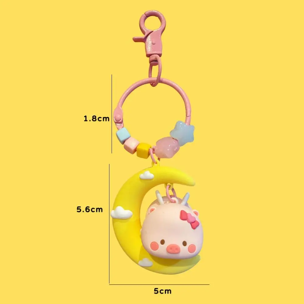 Cute Keychain Angel Flying Pig Doll Charm Car Keyrings For Kids Women Pig Bag Keychain Animal Party Favor Hanging Decoration