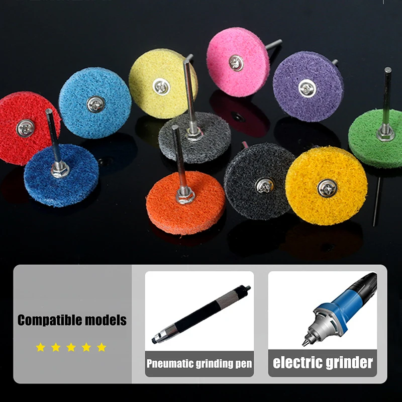 5pcs Abrasive Polishing Disc Set 2.35mm 3/32 Inch Shank Rotary Tool Accessory Sanding Rust Deburr Metal Wood Stone Jewelry Craft