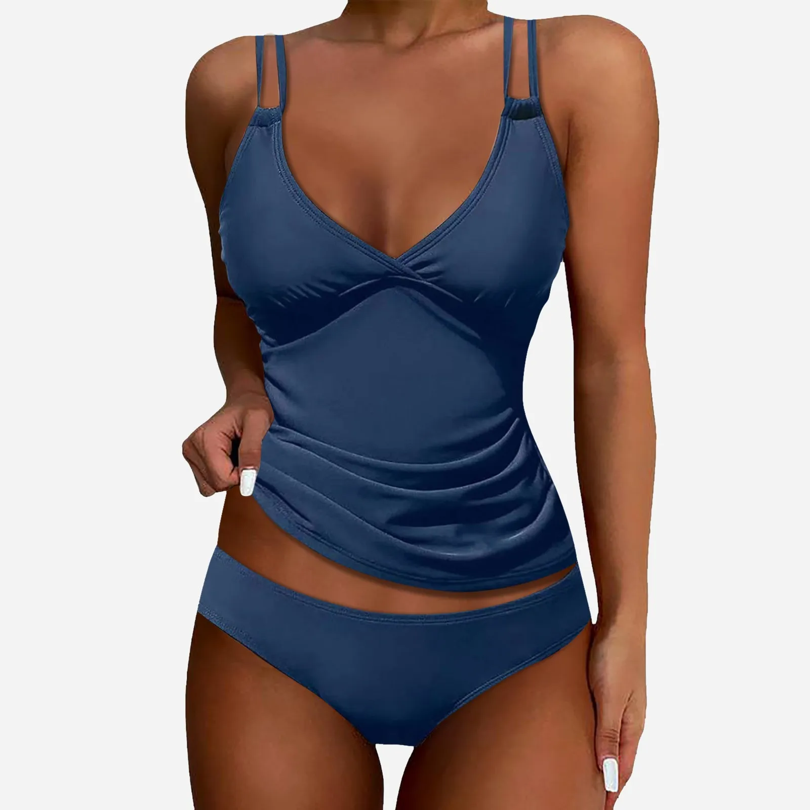 Bathing Suits For Girls Women'S Solid Color Split Swimsuit Deep V Sexy With Chest Pad European And Backless Ropa De Mujer