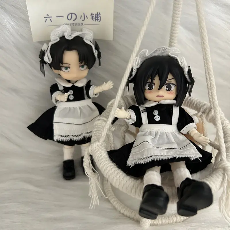 新しい-15-センチメートルタイタンレヴィルミカサ-bjd-ob11-人形アニメアクションフィギュアかわいいメイド服モデルおもちゃ手作り装飾品クリスマスギフト