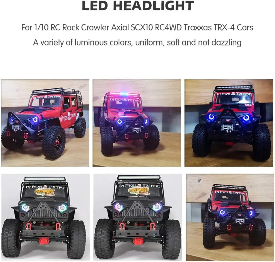 RC LED Light Kit Headlights Angel Eyes with 12 Modes for Traxxas TRX-4 Axial SCX10 RC4WD 1/10 RC Rock Crawler Car Accessories