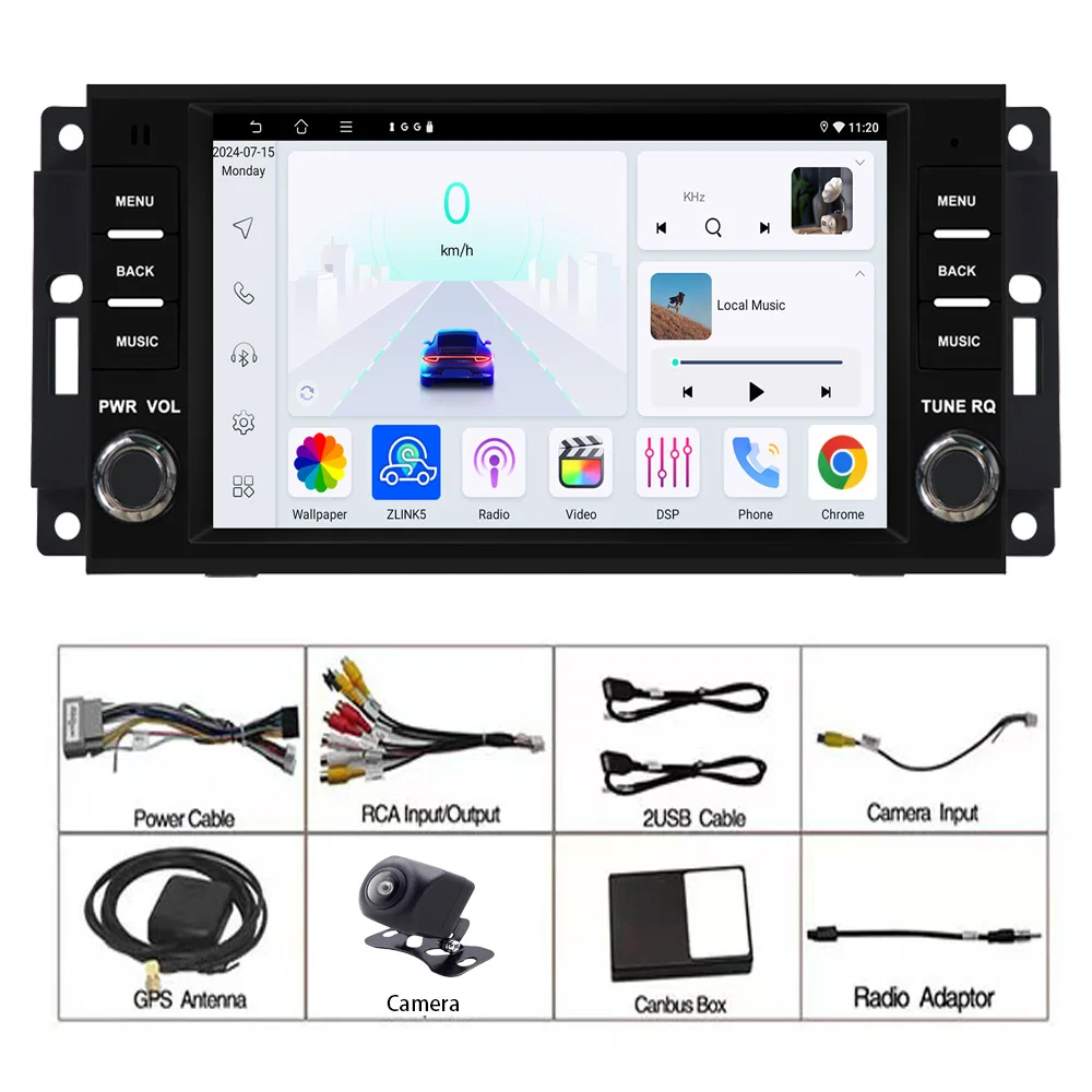 7'' 4+64GB Apple CarPlay Android 15 Auto Head Unit Autoradio voor Dodge Ram 1500 2500 3500 2009-2012