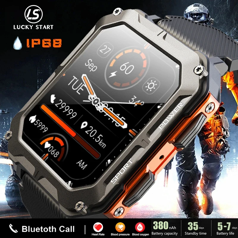 

C20 Pro Military Smart Watch 2023 Latest Style Upgrade 380mah Battery Capacity Bluetooth Call Blood Oxygen IP68 Waterproof