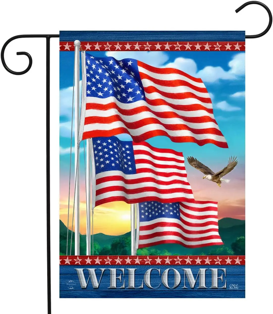 Briarwood Lane Waving American Flags Welcome Garden Flag Patriotic Eagle 12.5