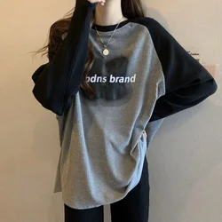 Long Sleeved Printing Letter T-shirt Women's Autumn and Winter Loose Fitting and Slimming Bottoming Shirtversatile Casual Top