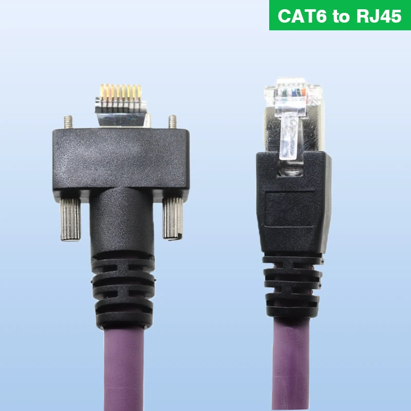 

GIGE Camera Cable GigE Vision High Flex CAT6 RJ45 Cable Wiht Thumb Screw Lock For Towing chain Industrial Camera Machine Vision