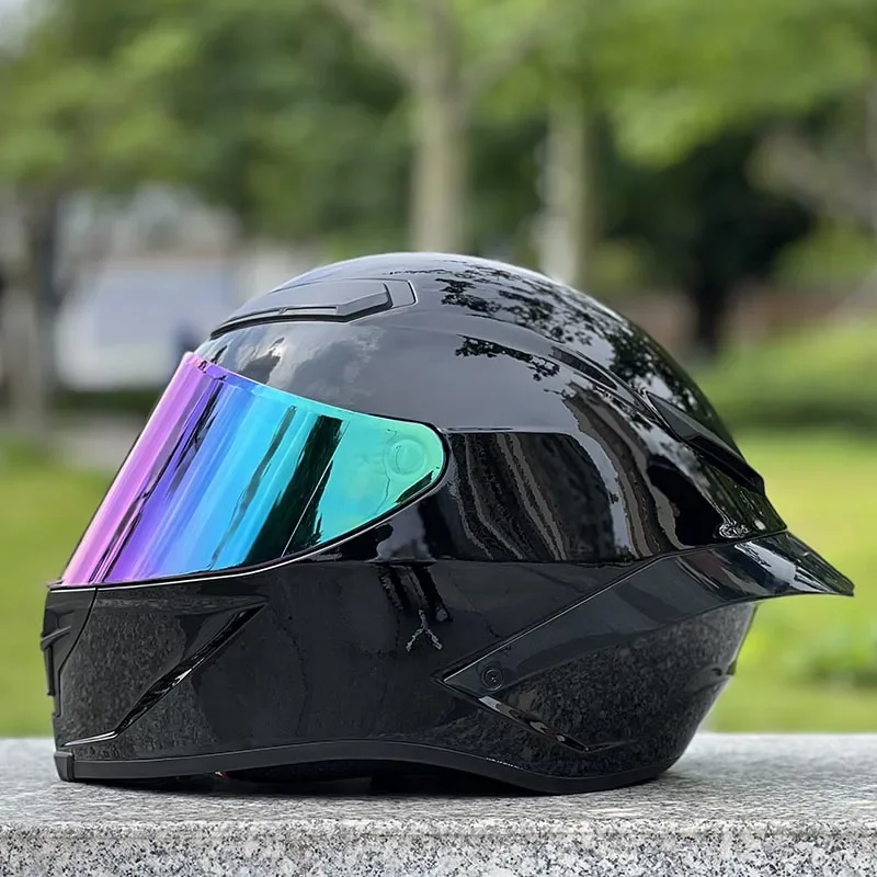 Kask motocyklowy pełnotwarzowy do jazdy konnej duży Spoiler kask unisex Casque DOT zatwierdzony oryginalny kask dgL jasny czarny