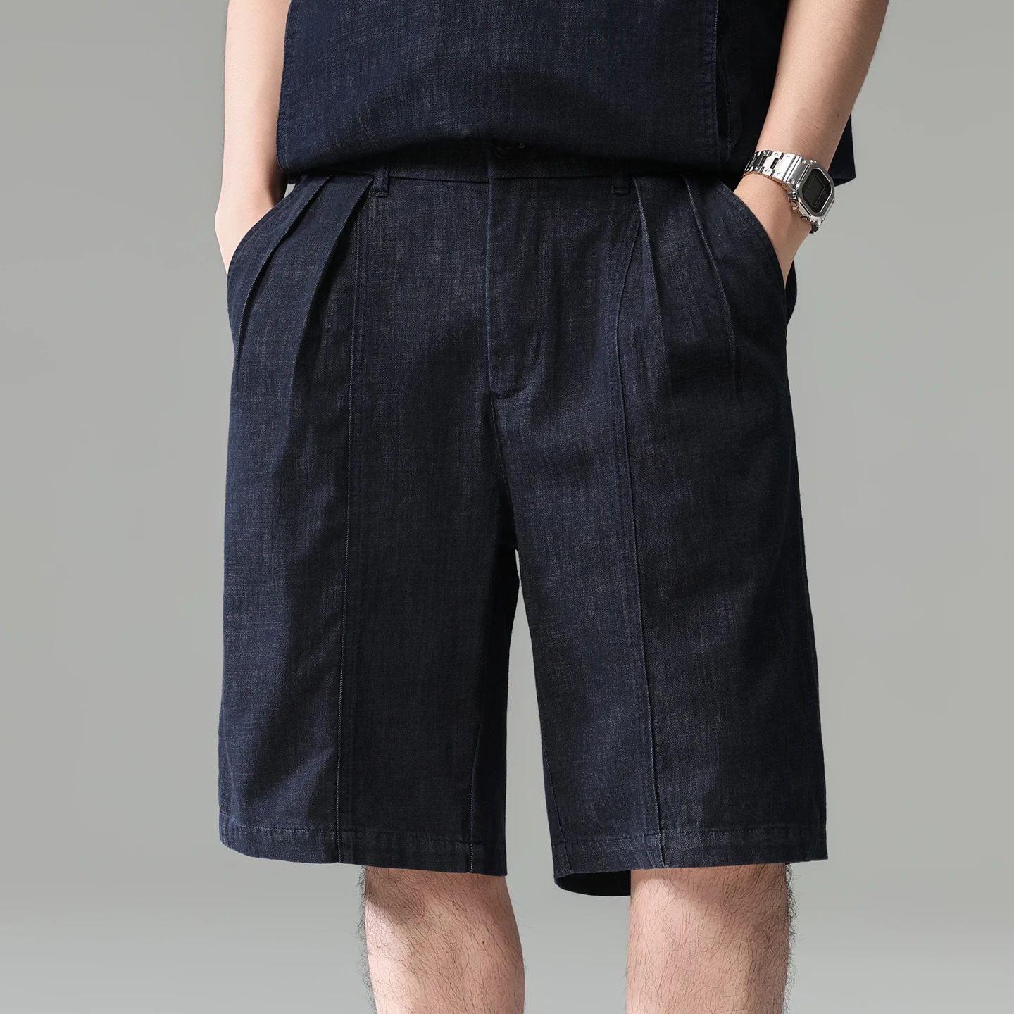 Summer Lightweight Denim Shorts Men Streetwear Fashion Vintage Loose Casual Wide Leg Short Pants Plus Size Shorts Trousers
