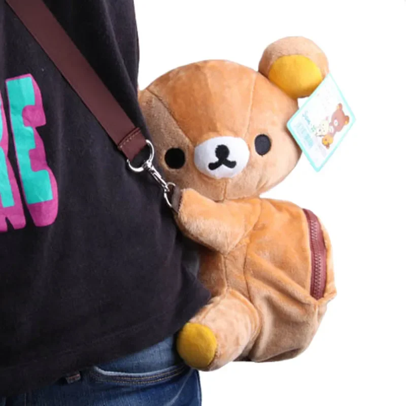 Bolso de peluche de oso Rilakkuma 3D de dibujos animados, bandolera de hombro para niñas adolescentes, bandolera pequeña Kawaii