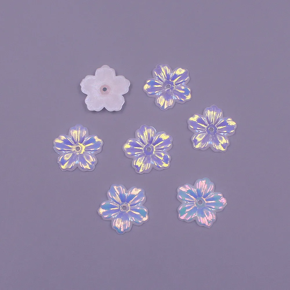 13MM 100pcs flower Shape ABS Imitation Half Round Pearl Flatback Loose Beads DIY Jewelry Scrapbook Decoration