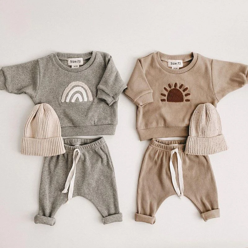 Autumn and Winter Fashion Baby Clothing Baby Girl Boy Clothes Set Newborn Sweatshirt + Pants Kids Suit Outfit Costume Sets