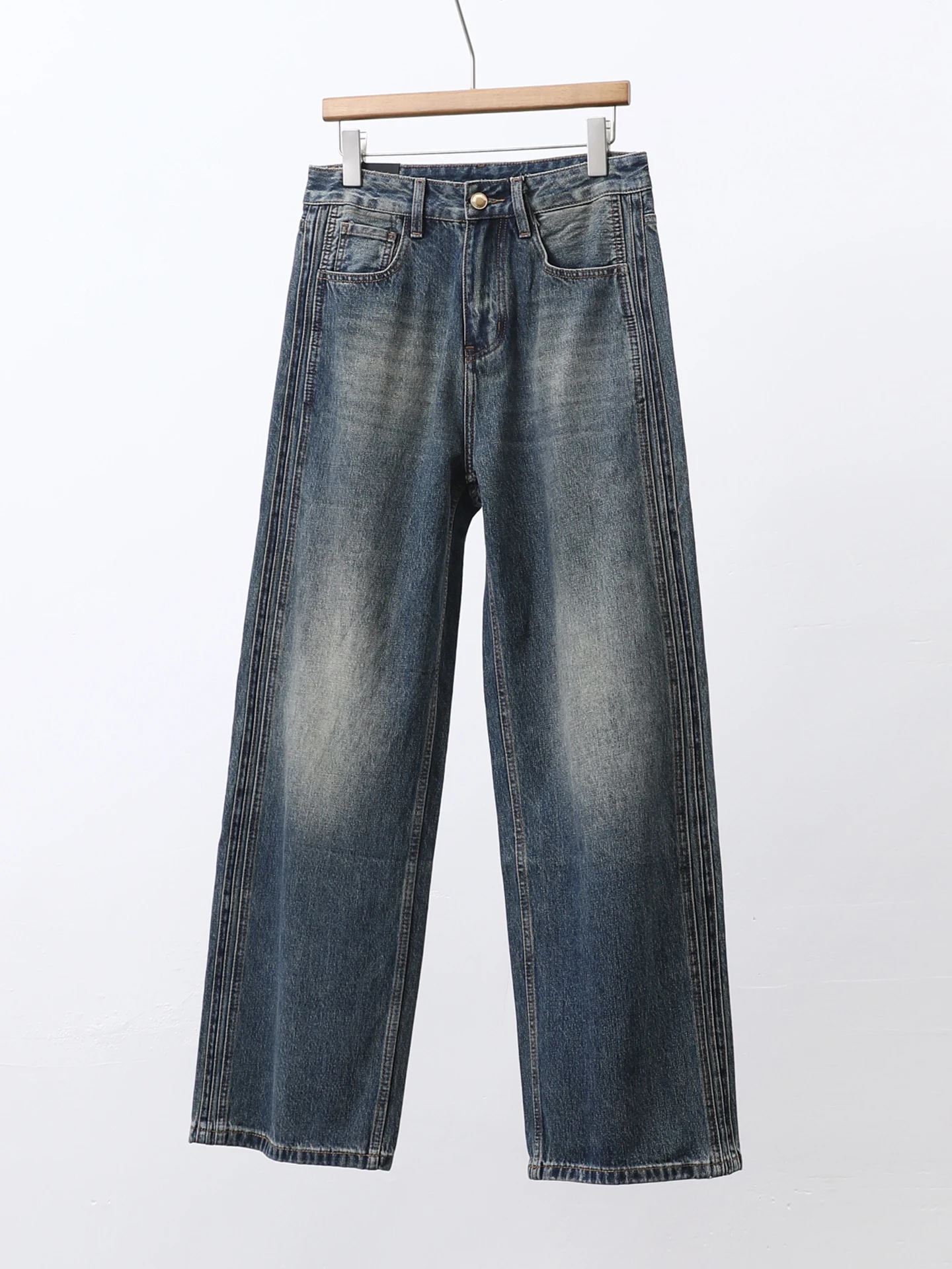 

Мужские джинсы-карго в стиле ретро, свободного кроя, с широкими штанинами, прямые, в стиле «папины джинсы», из плотного денима, в гонконгском стиле, классические, винтажные