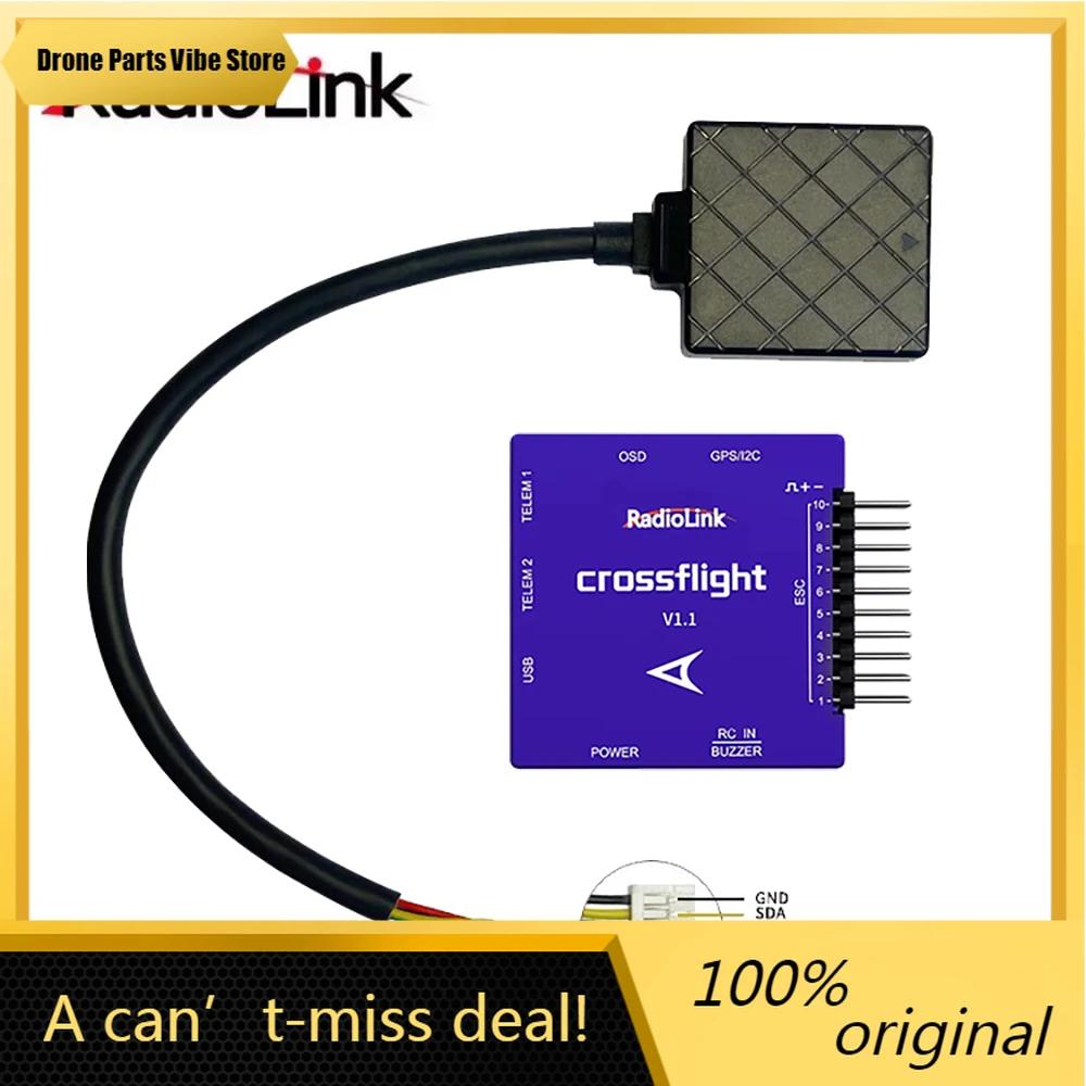 

FyRadiolink Crossflight Flight Controller 2-12S wih TS100 M10N / M8N GPS 10 PWM channels for RC FPV Four-axis multi-rotor Drone