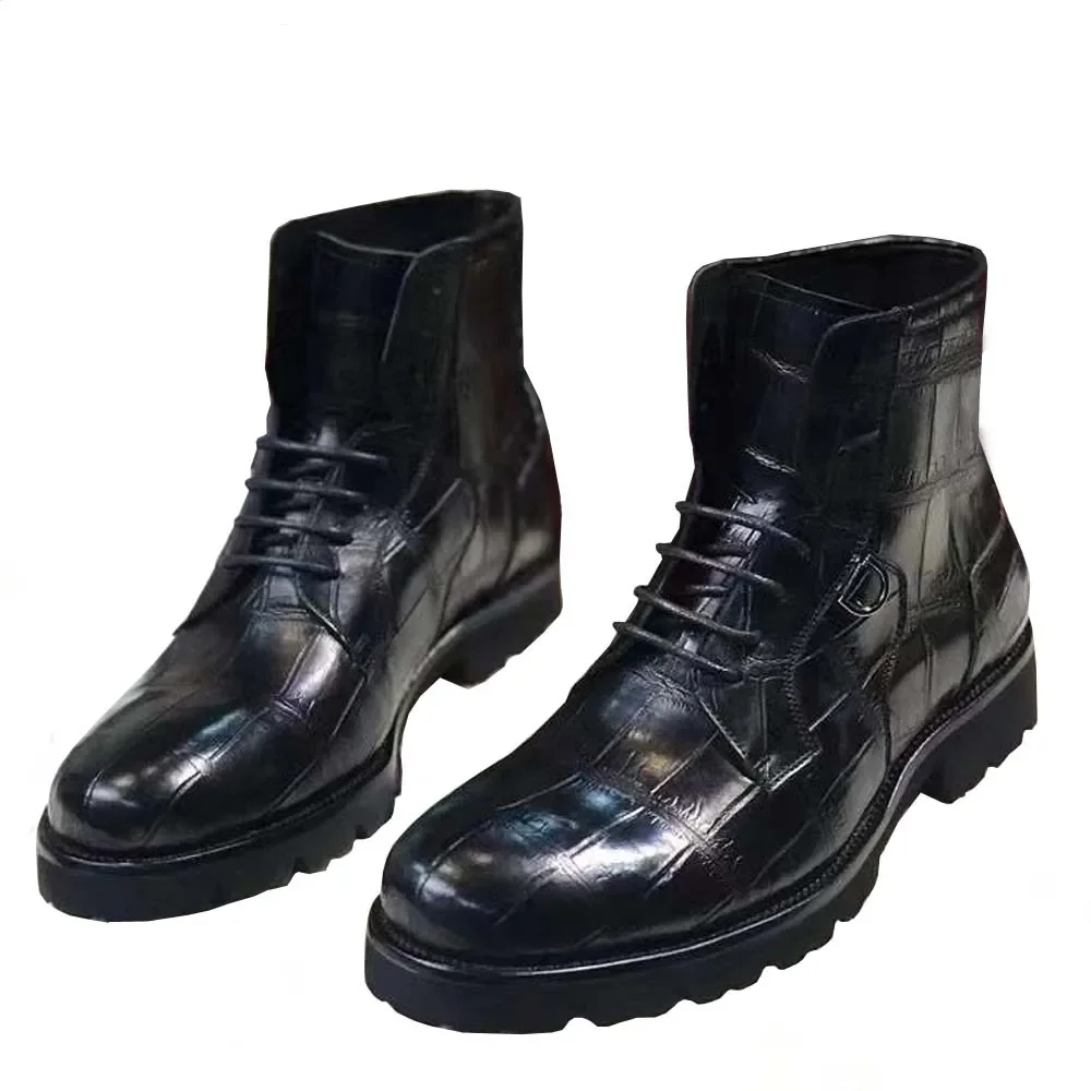 

yingshang new 2025 winter for male men crocodile leahter shoes men crocodile boots male fashion boots