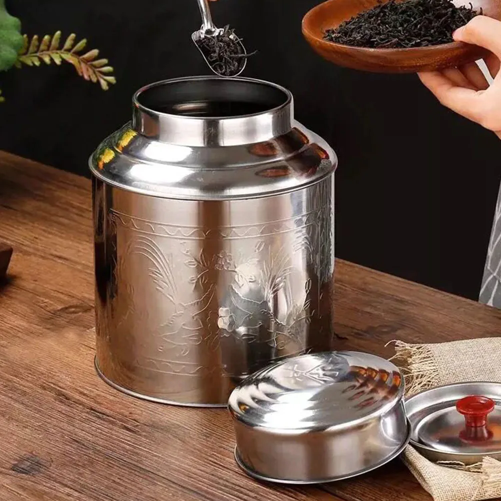 

Premium Stainless Steel Tea Canister Sealing Food Storage Container Metal Jar For Tea Coffee Beans Honey Cereal Kitchen Items